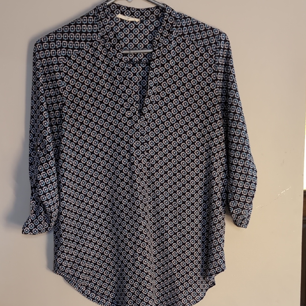 Lush Blue Buttoned Blouse with Relaxed Fit